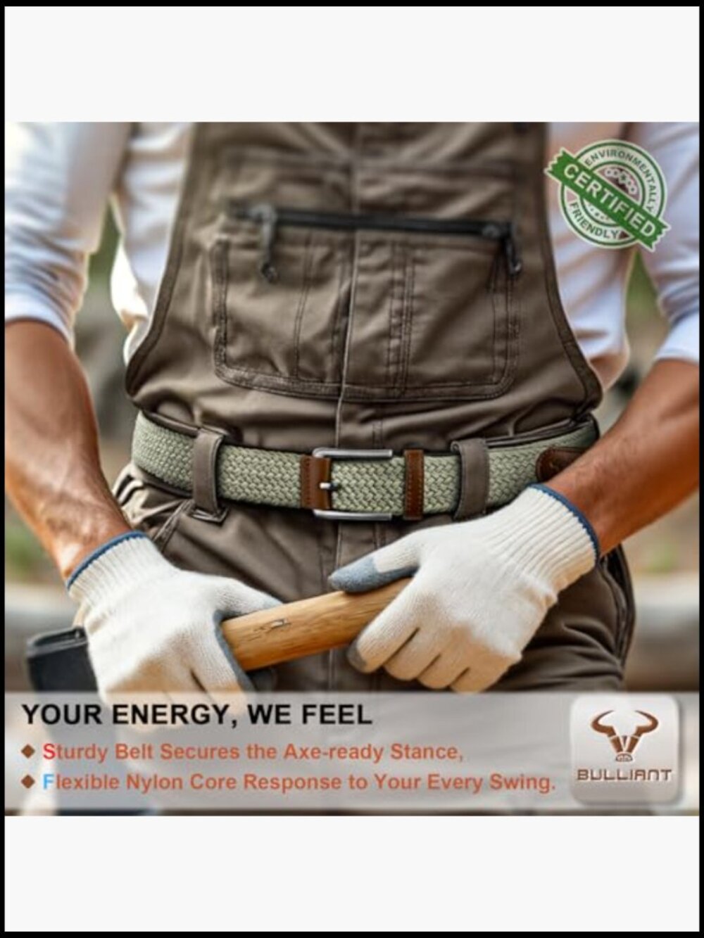 Stretch Braided Belt for Men Casual Golf Woven Web 1 3/8 Inch Zinc Buckle - Picture 5 of 7